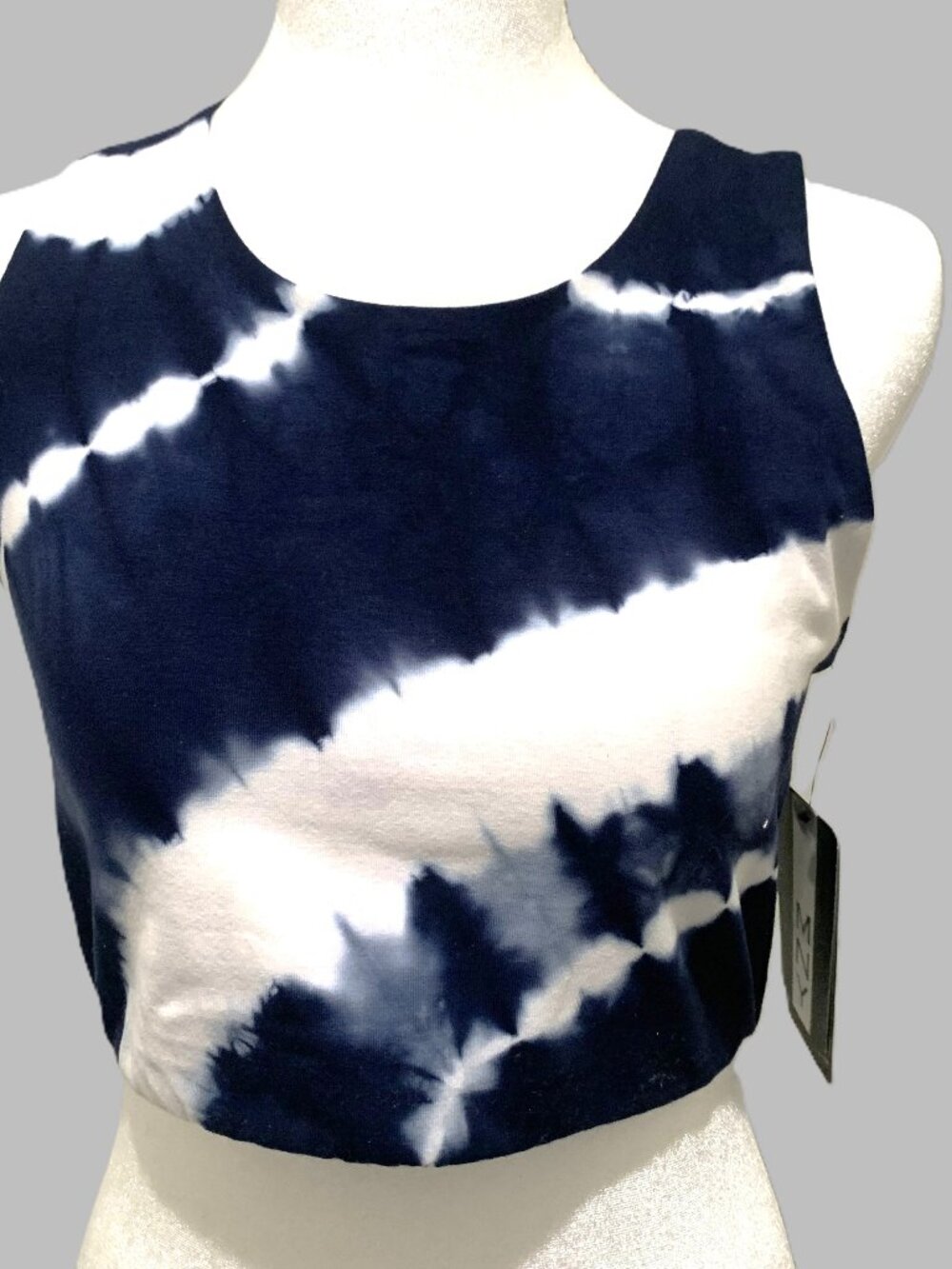 Brand New Marc New York Performance Navy & White Tie‑Dye Sports Bra Women Size M